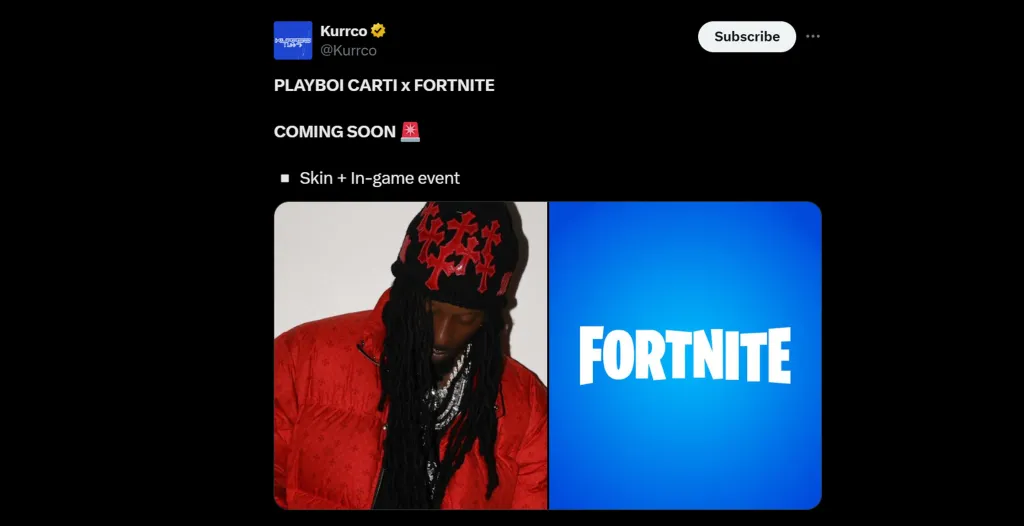 Playboi Carti Fortnite Leak
