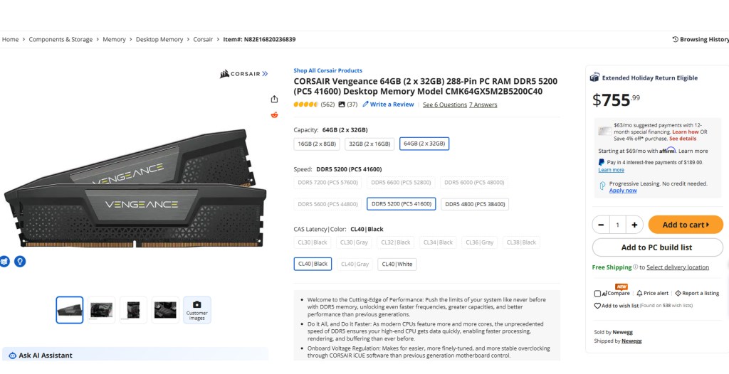 RAM Prices Newegg