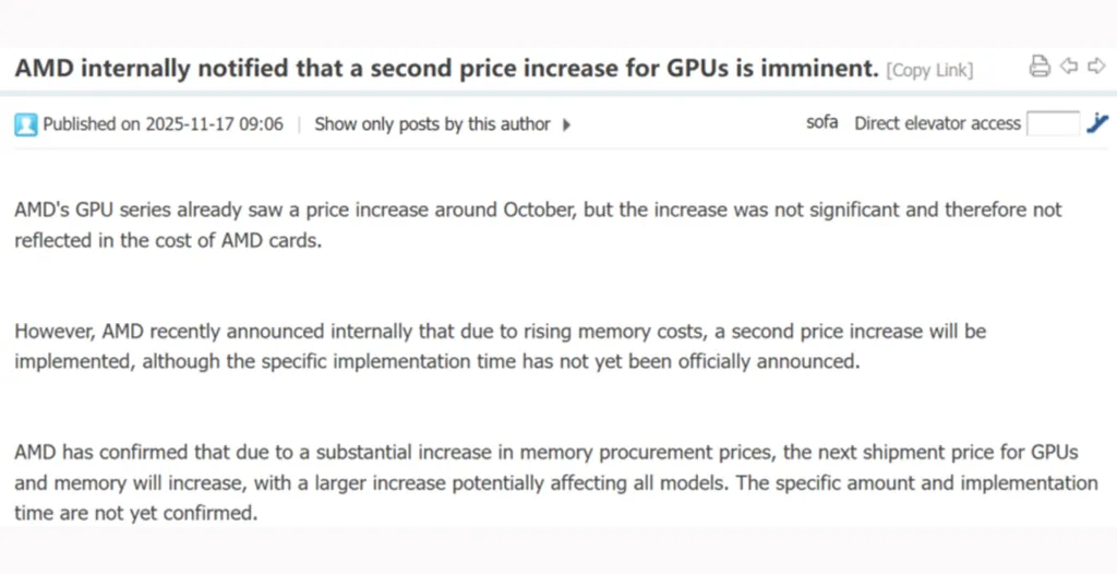 Rumored AMD GPU Price Increase Leak