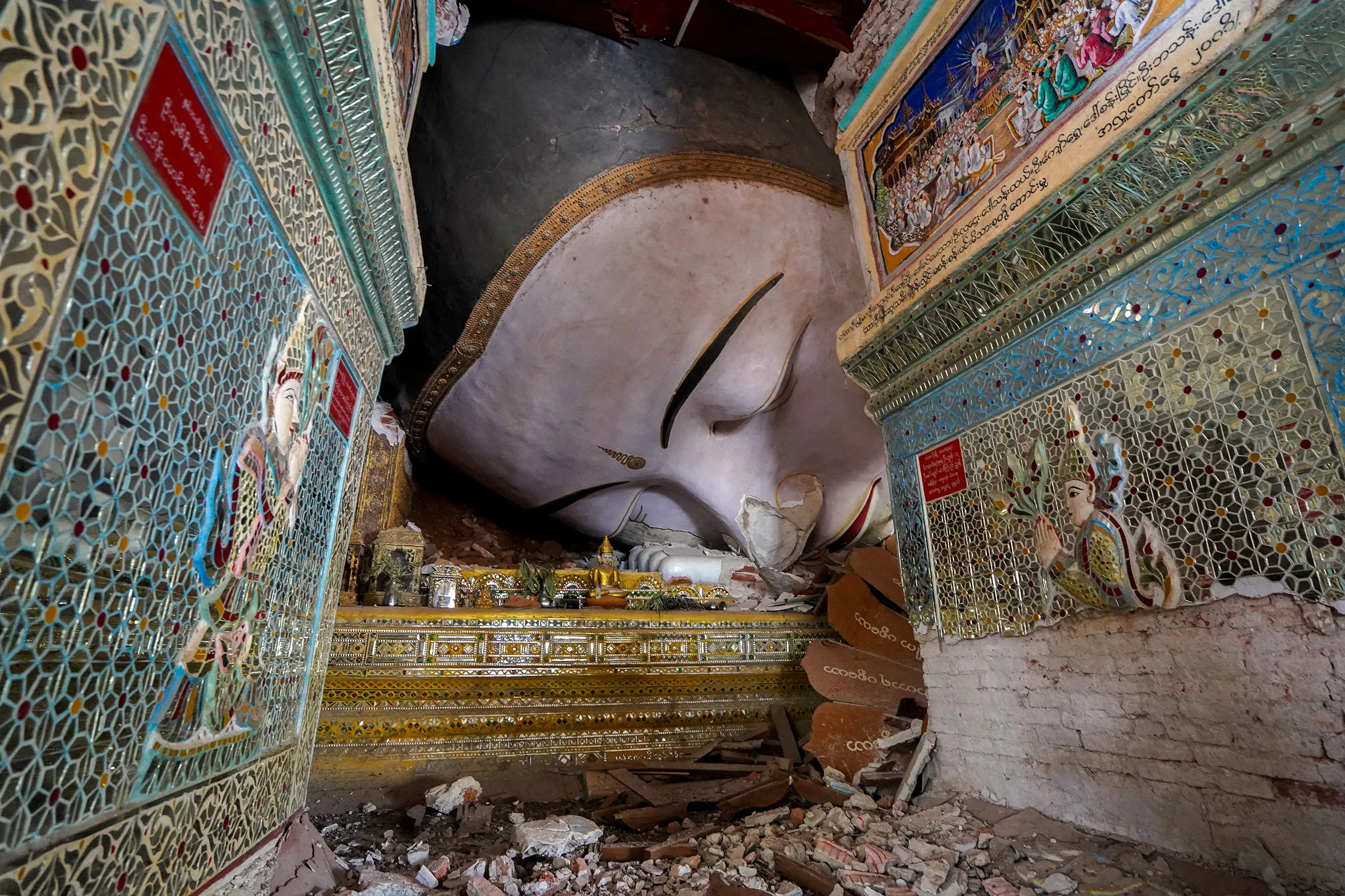 Aftermath of a strong earthquake, in Mandalay