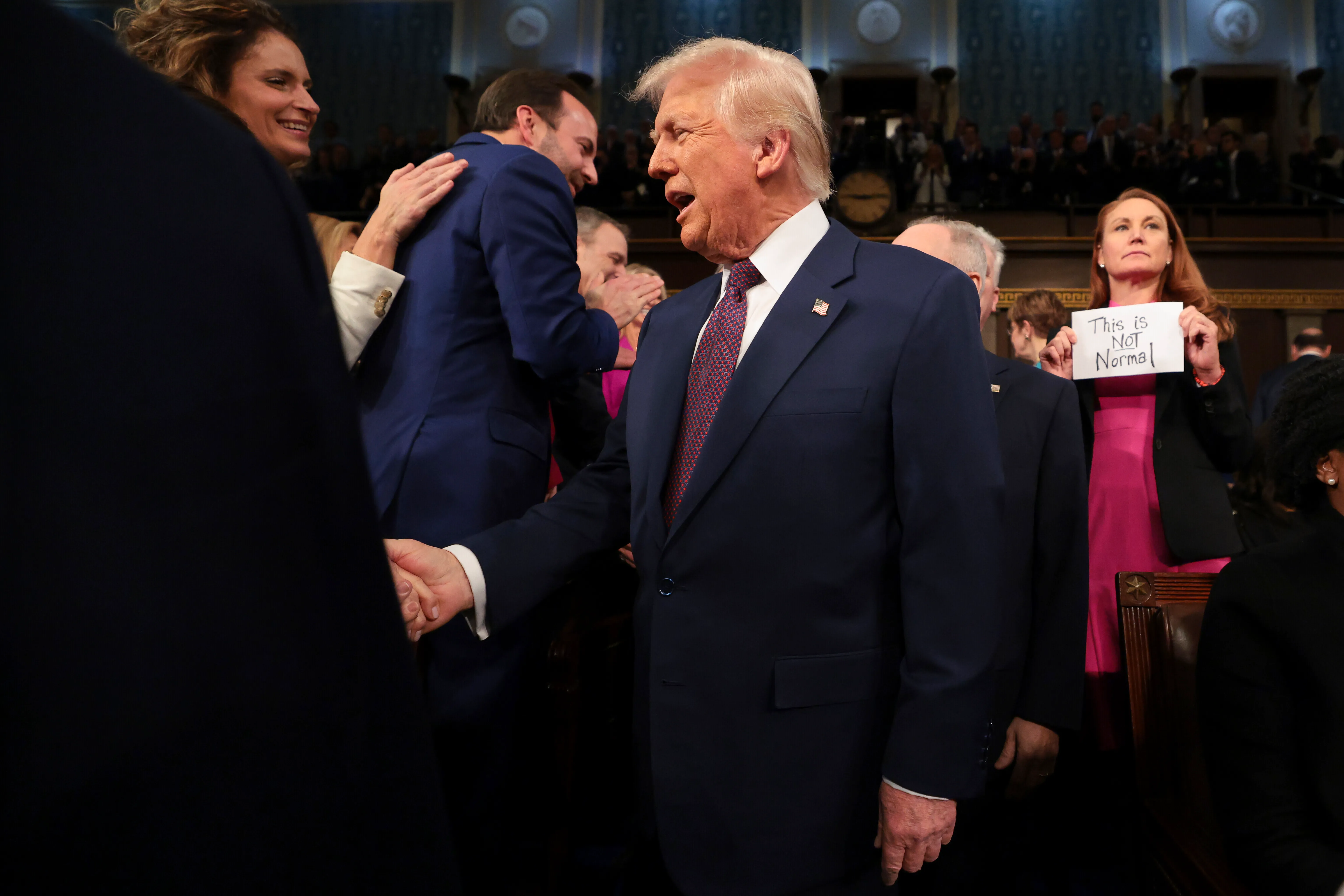 President Donald Trump arrives to address a joint session of Congress at the Capitol in Washington, on March 4.