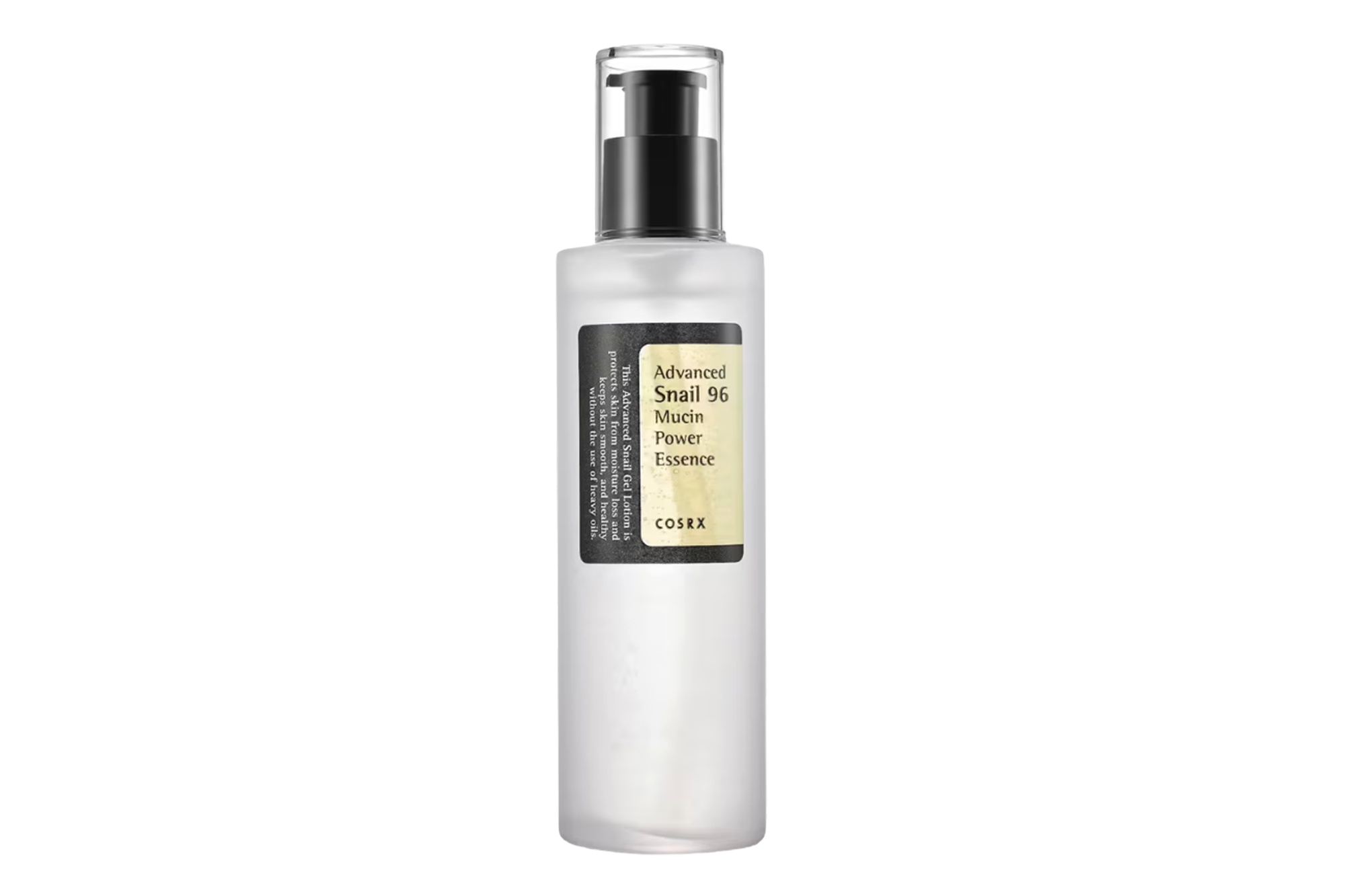 Cosrx Advanced Snail 96 Mucin Power Essence bottle with pump.