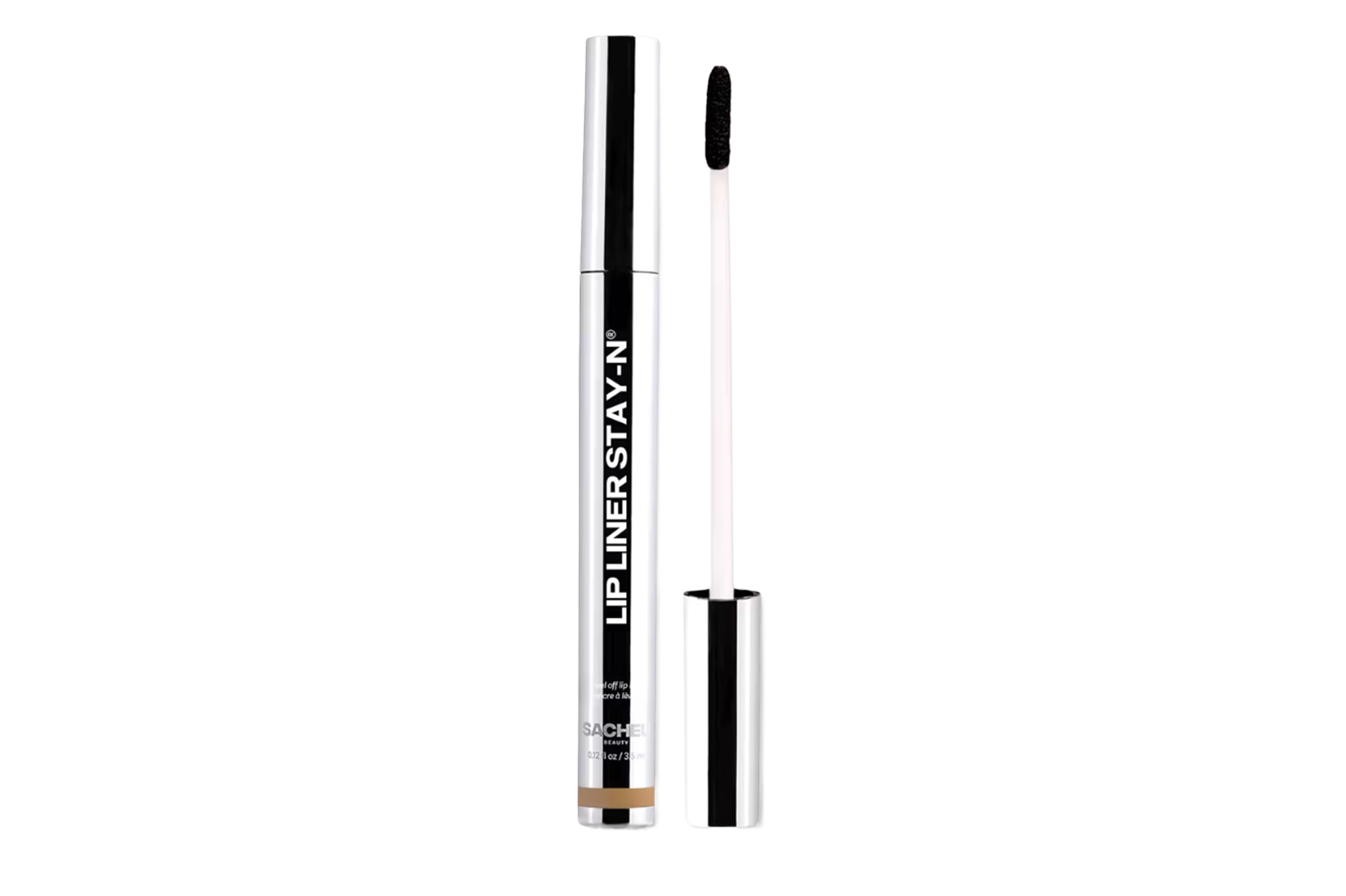 Sachel Beauty Lip Liner Stay-N with a doe-foot applicator, both with chrome handles.