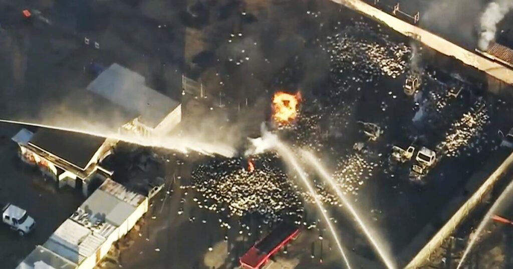 Explosions send propane tanks flying in Lancaster after vehicle fire