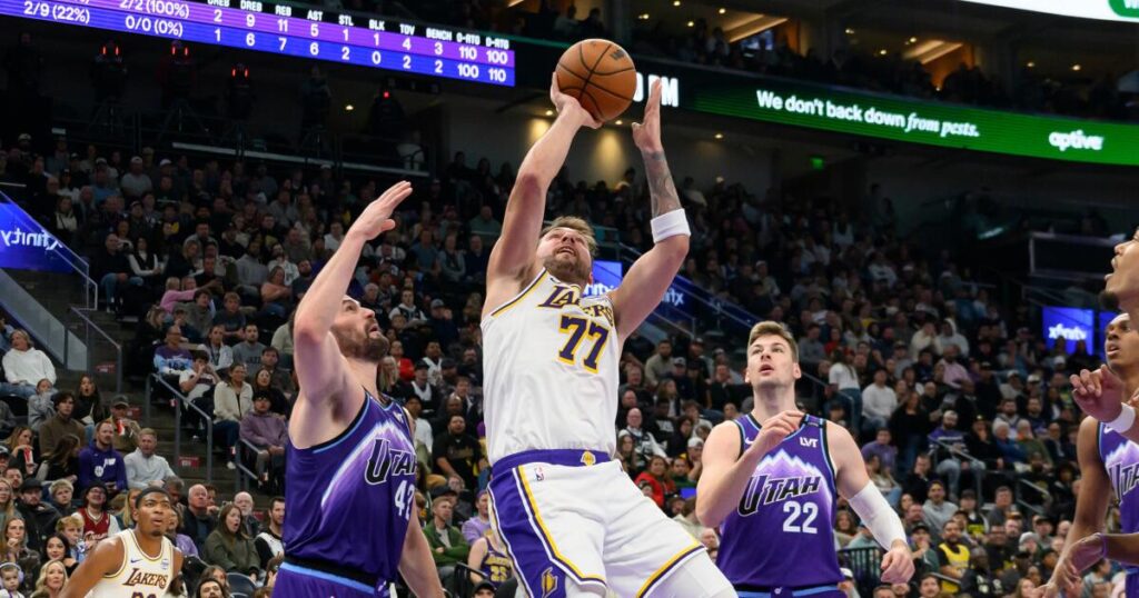 Luka Doncic helps Lakers hold off Jazz for fourth win in a row
