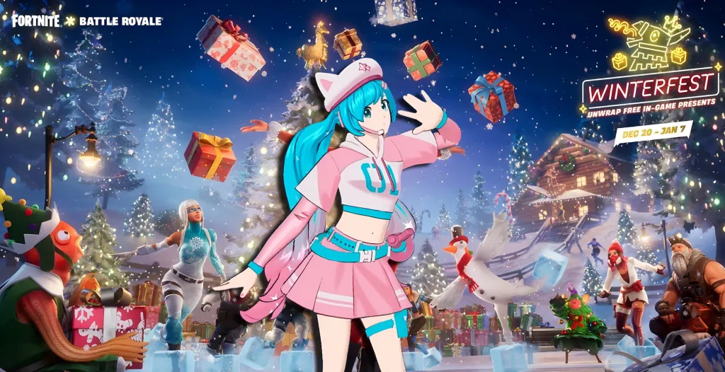 Winter Miku Fortnite Skin Wallpaper