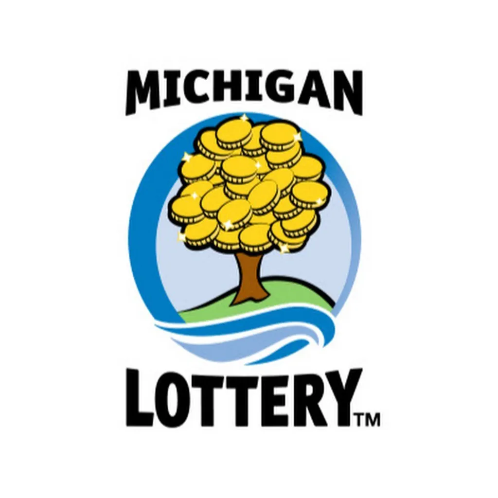 Illustration of the Michigan Lottery logo, featuring a tree with coins for leaves inside a blue circle, with 