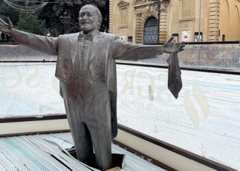 Whoops, the New Skating Rink Is Encroaching on Luciano Pavarotti