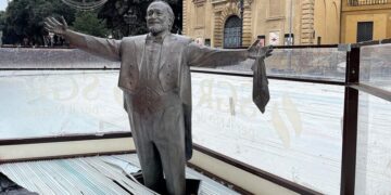 Whoops, the New Skating Rink Is Encroaching on Luciano Pavarotti
