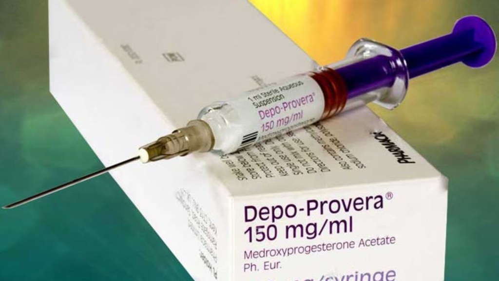 Depo-Provera syringe on its box.