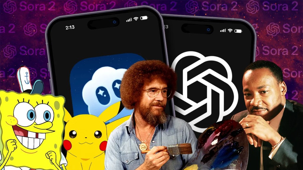 Bob Ross, Pikachu, Spongebob