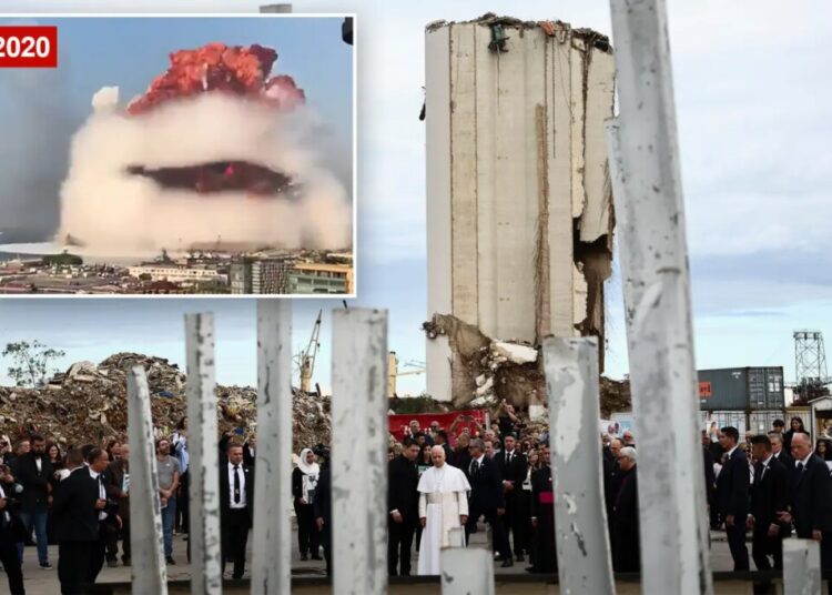Pope Leo XIV prays at site of 2020 Beirut port explosion, consoles relatives of victims on last day of trip