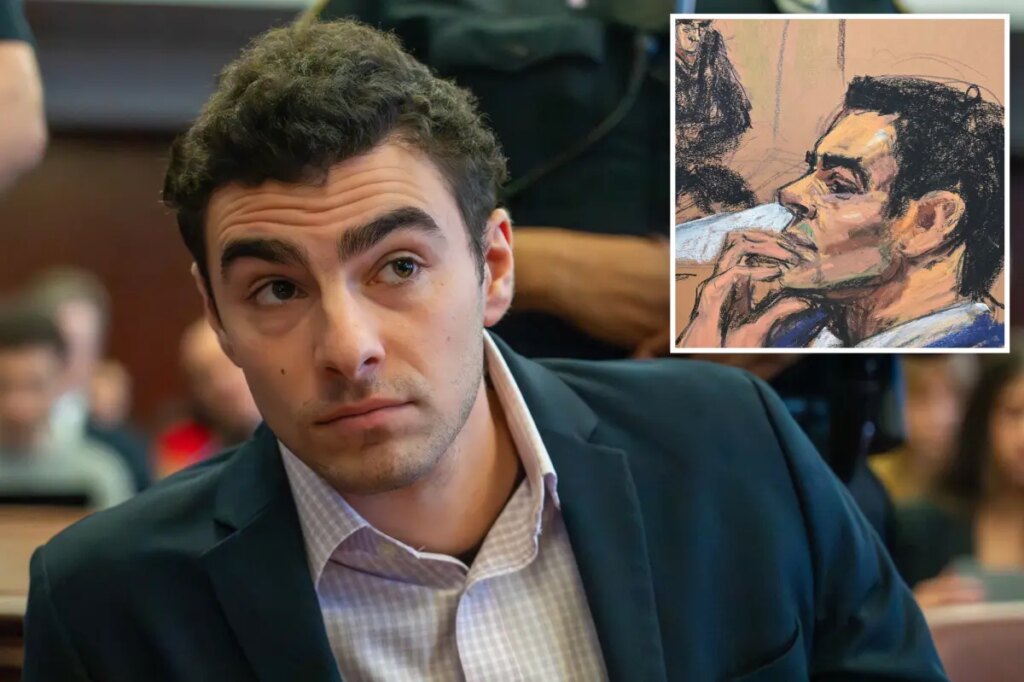 Luigi Mangione appears to nervously bite nails when cops bring up what was on him when he was busted