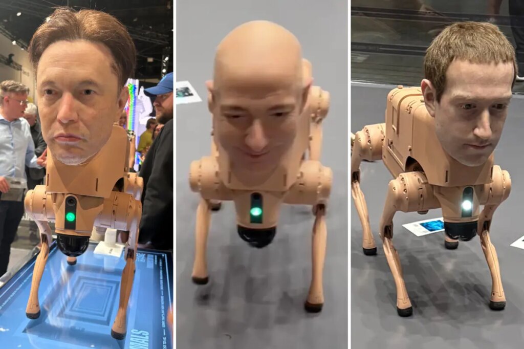 Art Basel show by Beeple has realistic Musk, Bezos, Zuckerberg robot dogs pooping NFTs