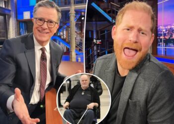 Meghan Markle shares ‘embarrassing’ clip of Prince Harry and Stephen Colbert amid dad’s ICU stay