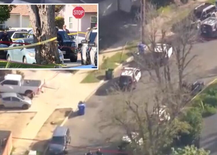 Son stabbed father to death with scissors shot and killed by police