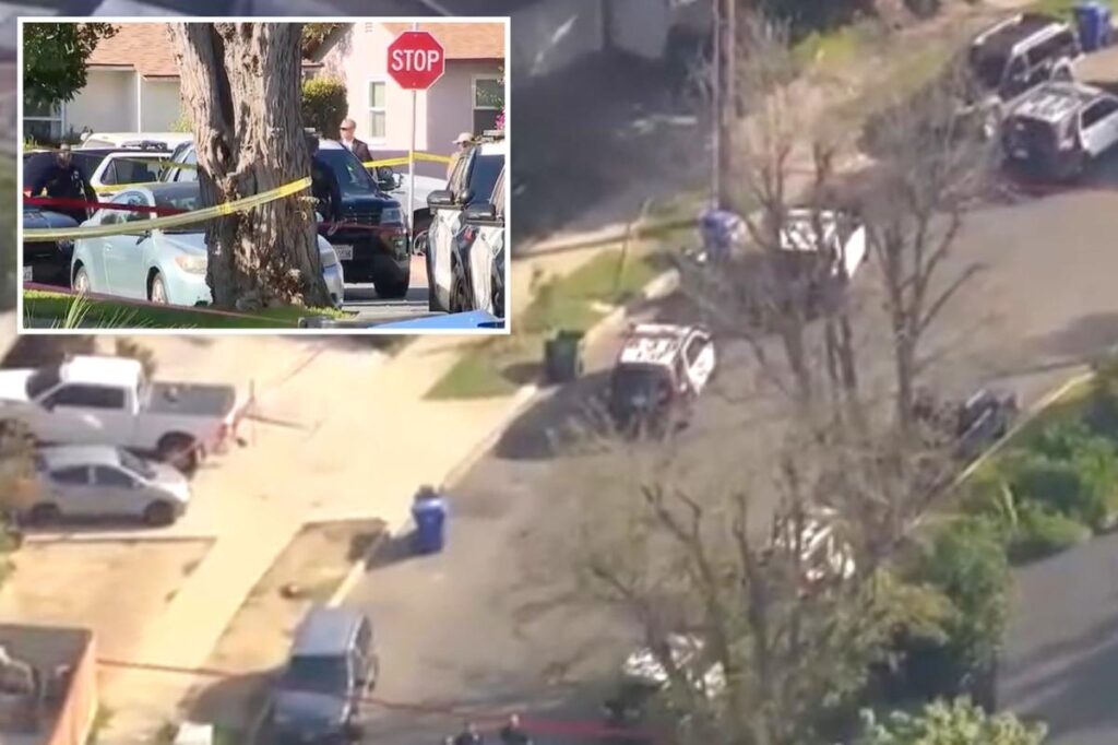 Son stabbed father to death with scissors shot and killed by police