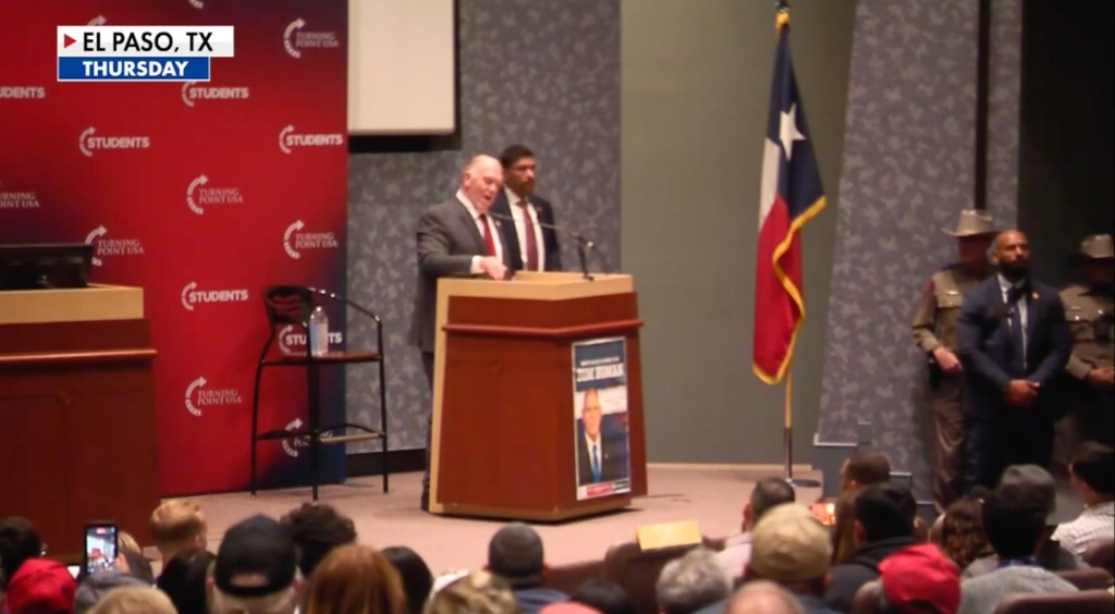 Homan was speaking about immigration enforcement operations when an event attendee shouted 