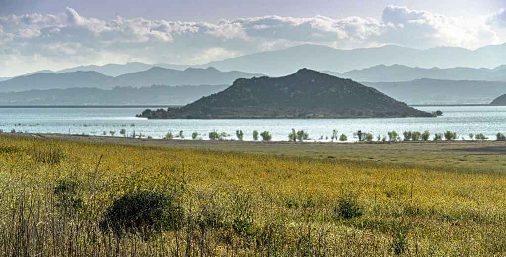 An island in Lake Perris.