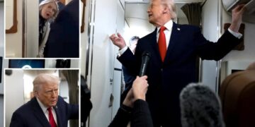 Hilarious moment Trump interrupted by Air Force One bathroom door swinging open: ‘Come on out!’