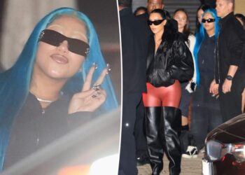 North West shows off her bleached eyebrows during night out with mom Kim Kardashian