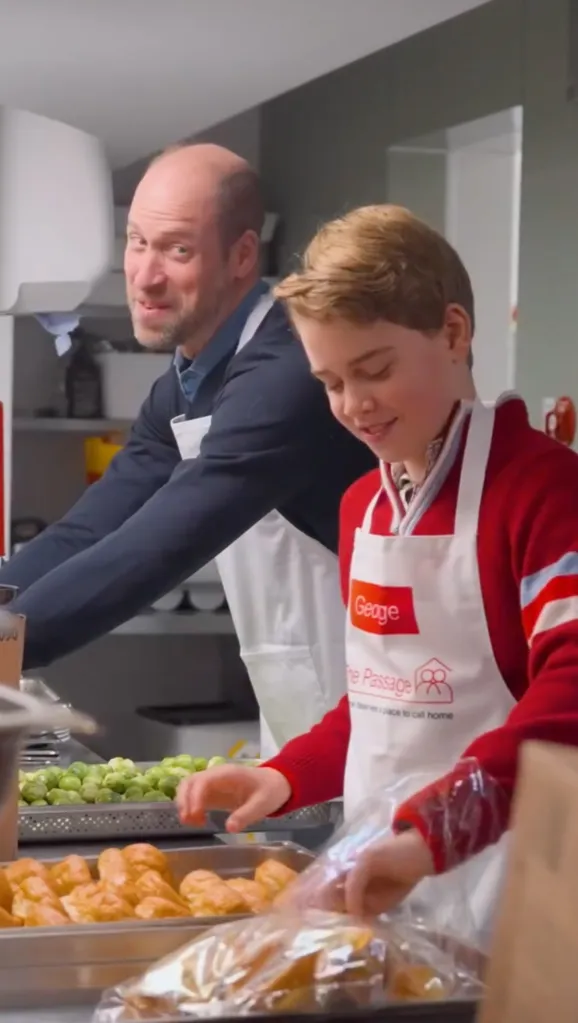 Prince William and Prince George in the kitchen.