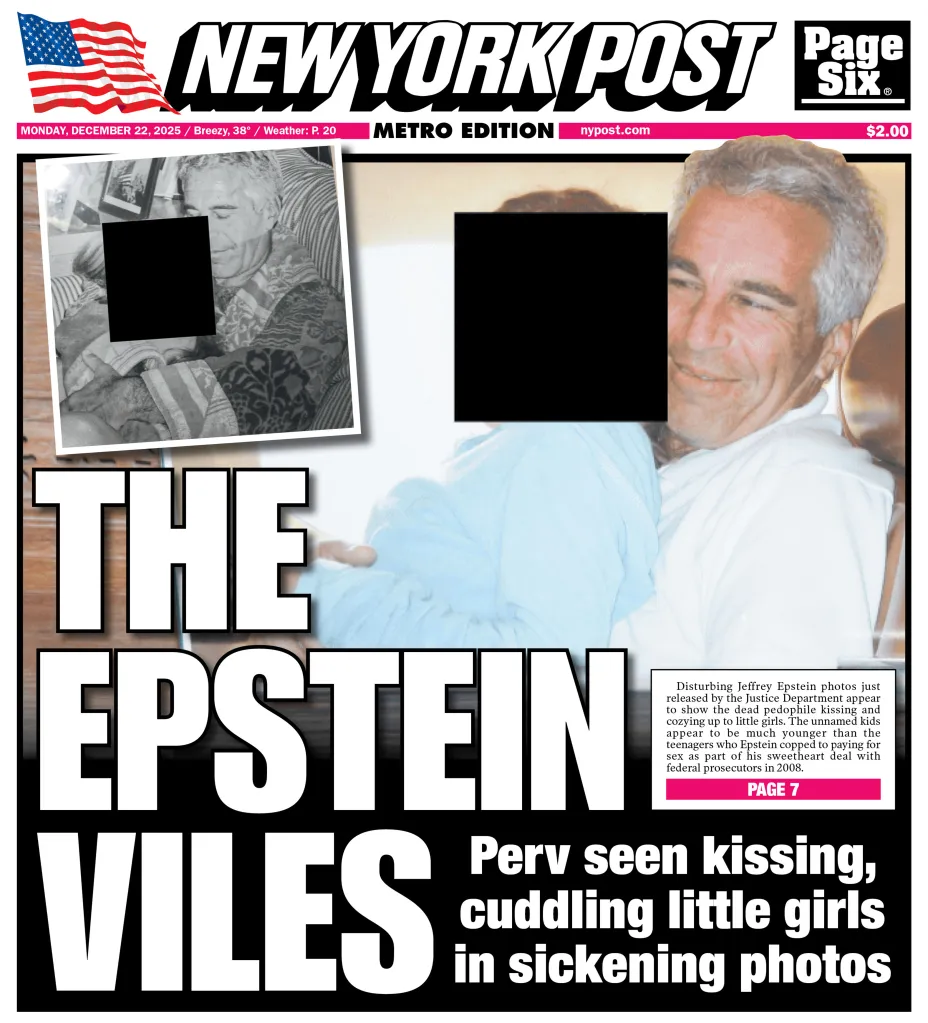 The New York Post front cover from December 22, 2025.