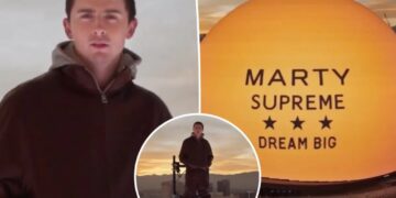 Timothée Chalamet appears on top of Las Vegas Sphere to promote ‘Marty Supreme’
