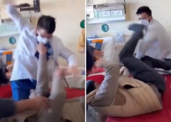 Moment doctor repeatedly punches patient captured in shocking video