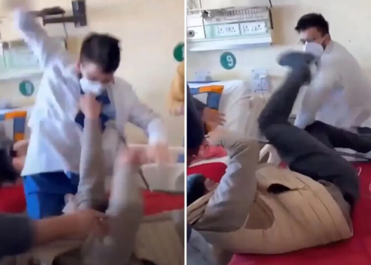 Moment doctor repeatedly punches patient captured in shocking video