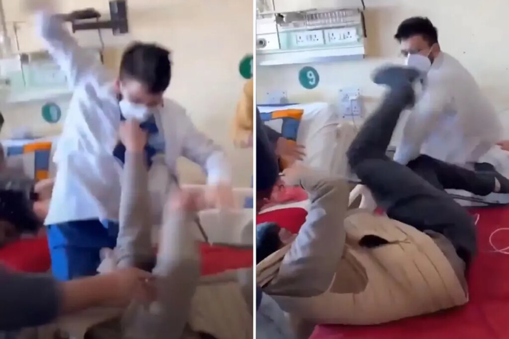 Moment doctor repeatedly punches patient captured in shocking video