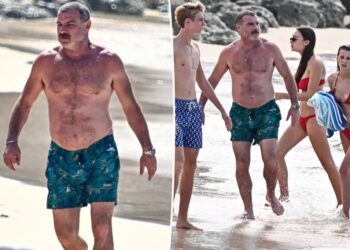 Shirtless Liev Schreiber flaunts fit physique in Barbados after mystery hospitalization