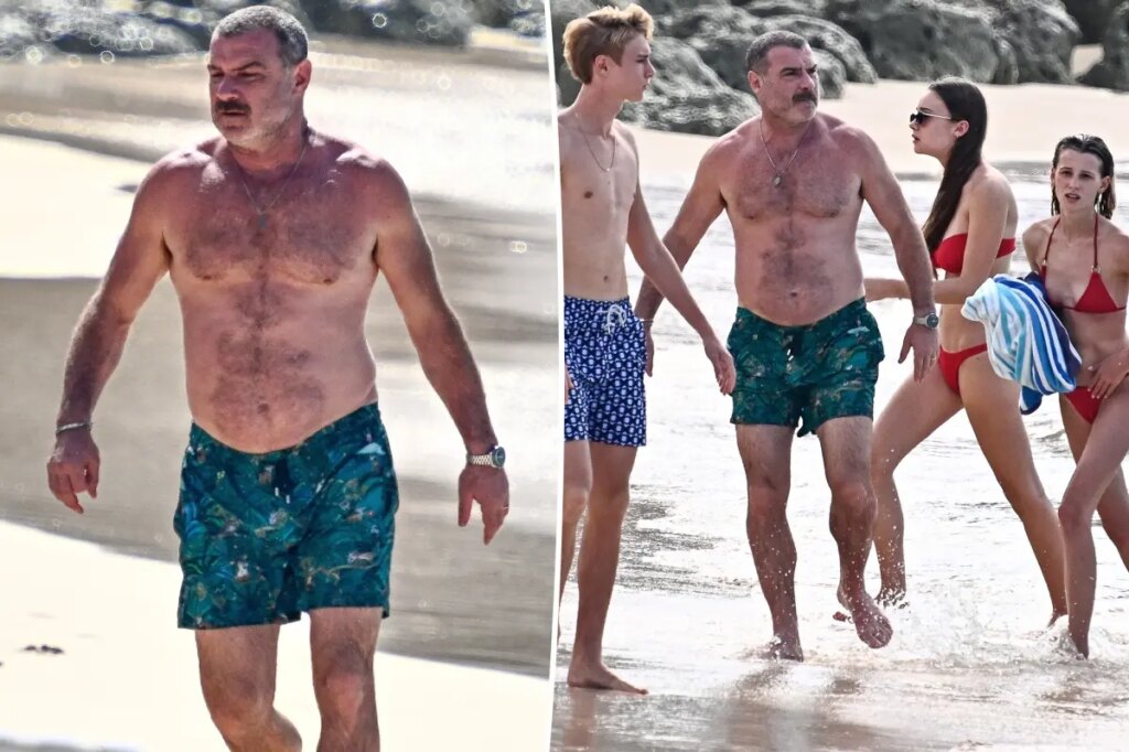 Shirtless Liev Schreiber flaunts fit physique in Barbados after mystery hospitalization
