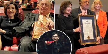 Catsimatidis, Hochul catch up at ‘Marty Supreme’ screening during sound snafu