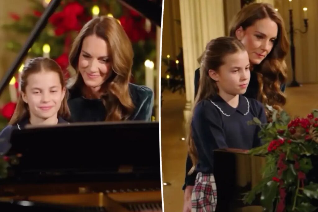 Watch Kate Middleton and Princess Charlotte play surprise piano duet for Christmas carol service