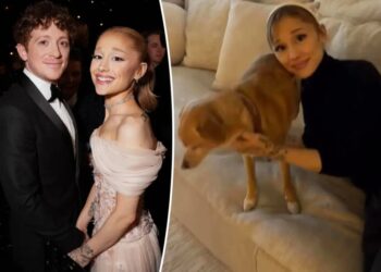 Ethan Slater shares ‘very merry’ photos of girlfriend Ariana Grande enjoying a cozy holiday at home