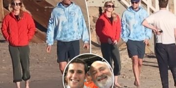 Somber Jake Reiner spotted on beach walk with girlfriend following parents Rob and Michele’s tragic deaths