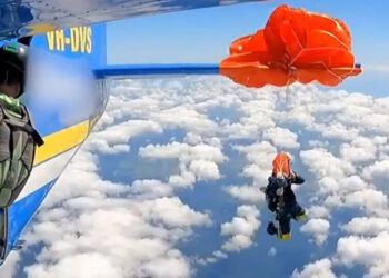 Video Shows Skydiver Dangling From Plane’s Tail After Parachute Gets Stuck