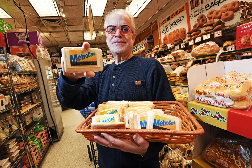 General Manager Scott Goldshine at Zabar's is offering a Metro Card cookie in honor of the city's subway Metro Card which soon will no longer be in use.