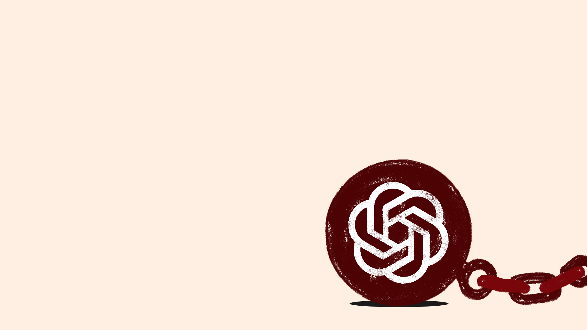 Illustration of a ball and chain with ChatGPT's logo on it