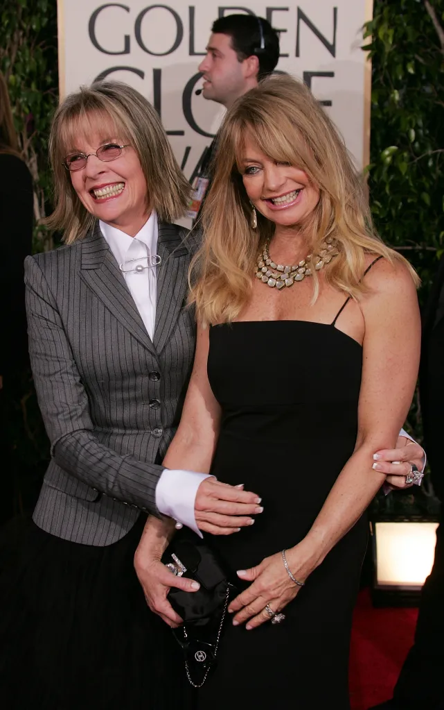 Diane Keaton and Goldie Hawn arrive to the 2005 Golden Globe Awards