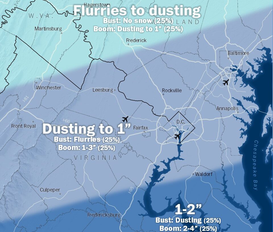 D.C. may see accumulating snow as storm hits Mid-Atlantic. What to expect.