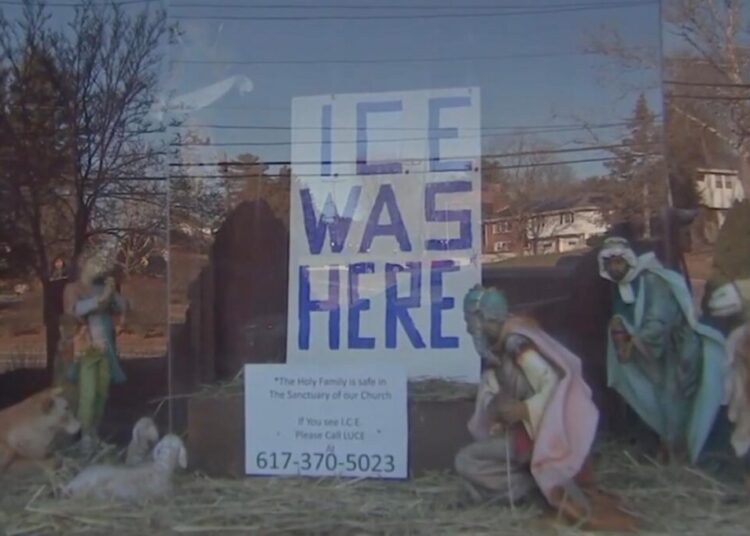 Boston Archdiocese calls for removal of ‘ICE was here’ sign from nativity scene