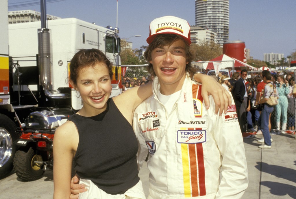 Justine Bateman and Jason Bateman at the 1987 Toyota Pro-Celebrity Grand Prix Classic.