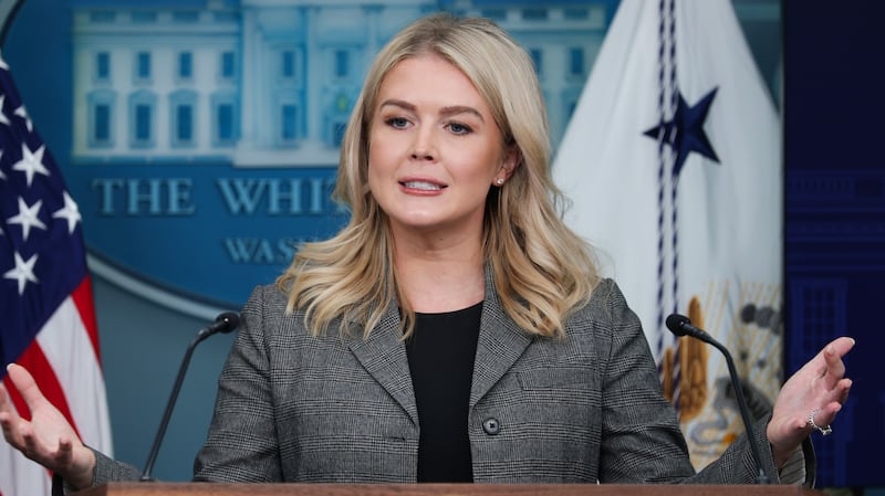 White House Press Secretary Karoline Leavitt speaks during the daily press briefing in the Brady Press Briefing Room at the White House on October 01, 2025