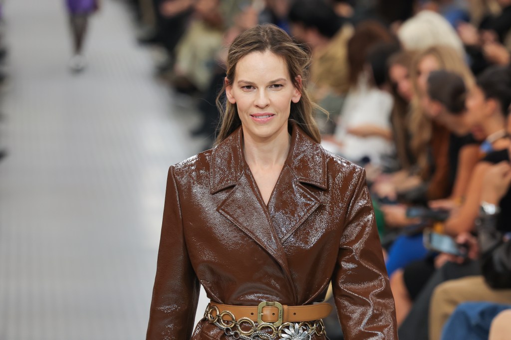 Hilary Swank during Paris Fashion Week in October 2024