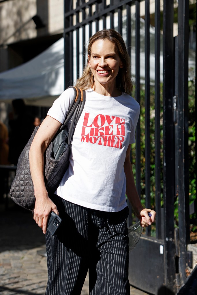 Hilary Swank steps out during Paris Fashion Week in October 2024
