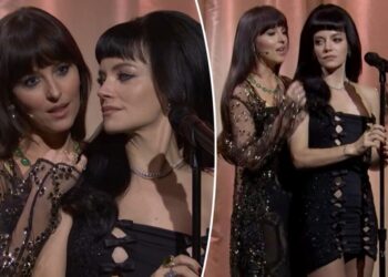 Lingerie-clad Dakota Johnson joins Lily Allen to play mistress ‘Madeline’ in surprise ‘SNL’ performance