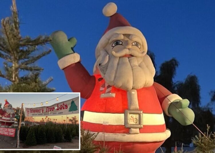 Thieves snatch 40-foot inflatable Santa from family-owned Christmas tree lot
