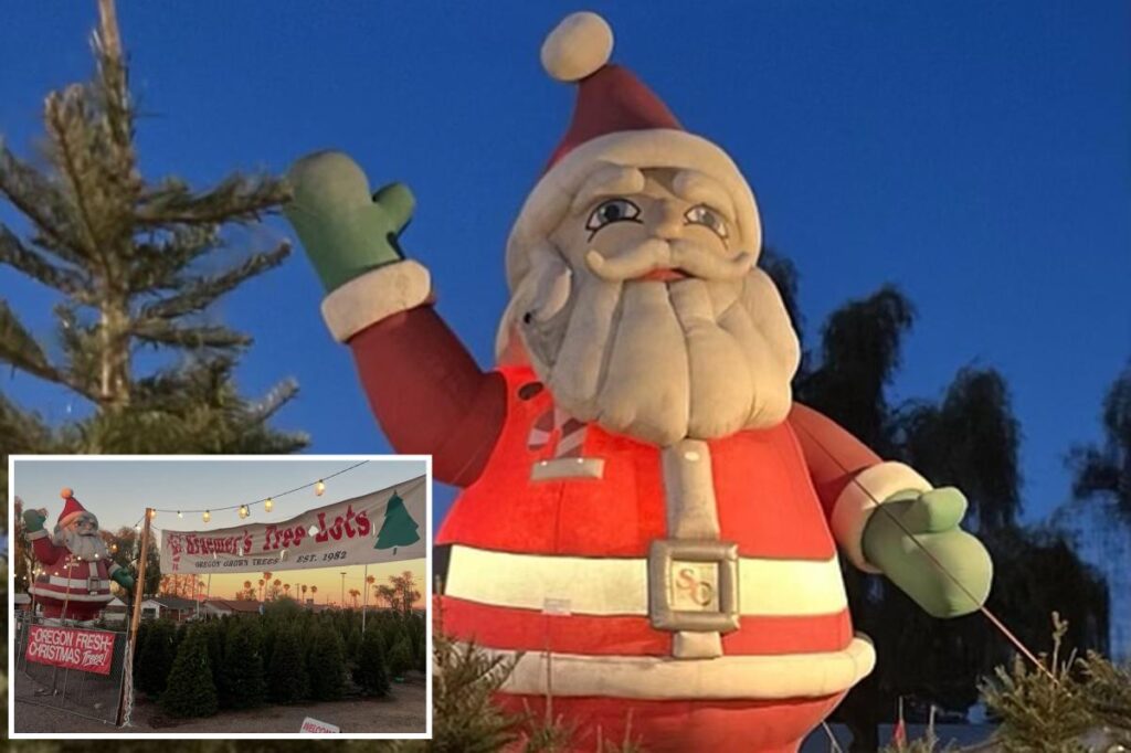 Thieves snatch 40-foot inflatable Santa from family-owned Christmas tree lot